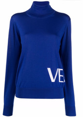 Versace logo-intarsia roll-neck jumper