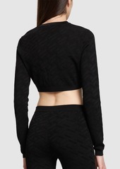 Versace Logo Jacquard Knit Crop Cardigan