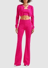 Versace Logo Jacquard Knit Viscose Flared Pants