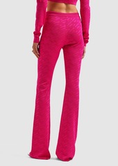 Versace Logo Jacquard Knit Viscose Flared Pants