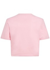 Versace Logo Jersey Crop T-shirt W/safety Pin