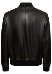 Versace Logo Leather Zip Jacket