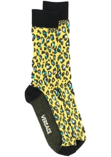 Versace logo leopard-print socks