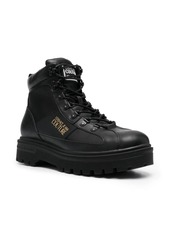 Versace logo-lettering lace-up boots