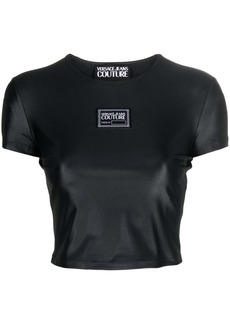 Versace logo-patch cropped T-shirt