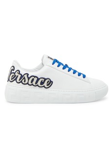 Versace Logo Patch Leather Low-Top Sneakers
