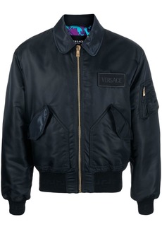 Versace logo-patch padded bomber jacket