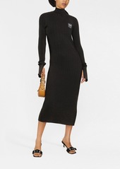 Versace logo patch ribbed midi dress