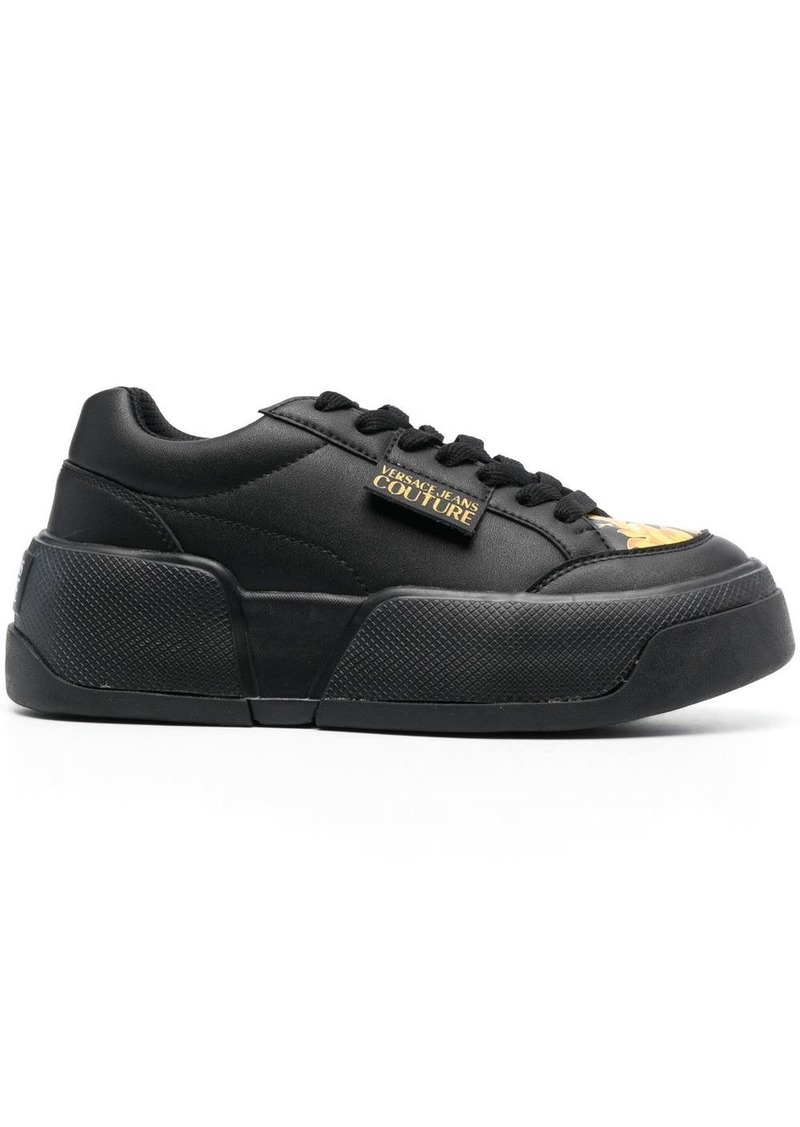 Versace logo-patch round-toe sneakers