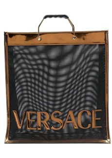 Versace logo-patch sheer tote