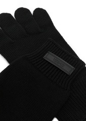 Versace logo-patch wool gloves