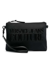 Versace logo-patch zip-up clutch bag