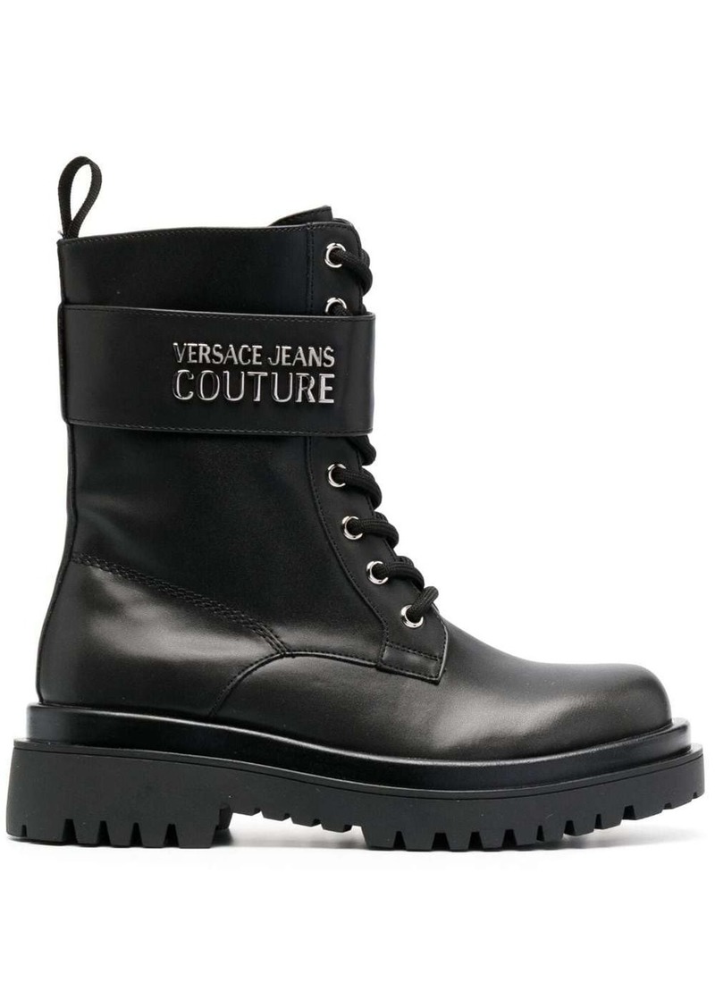 Versace logo-plaque lace-up boots