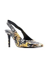 Versace logo-print 90mm slingback pumps