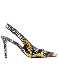 Versace logo-print 90mm slingback pumps