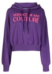 Versace logo-print cropped cotton hoodie