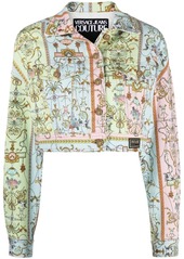 Versace logo-print cropped denim jacket