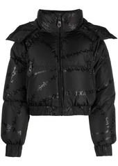 Versace logo-print cropped puffer jacket