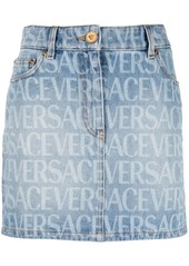 Versace Allover denim miniskirt