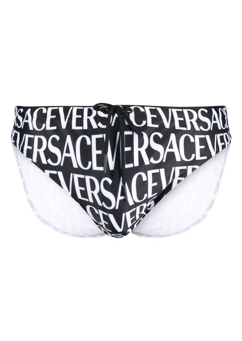 Versace logo-print drawstring swimming trunks