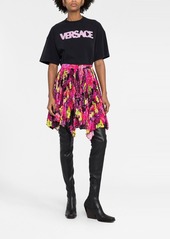 Versace logo-print pleated asymmetric skirt