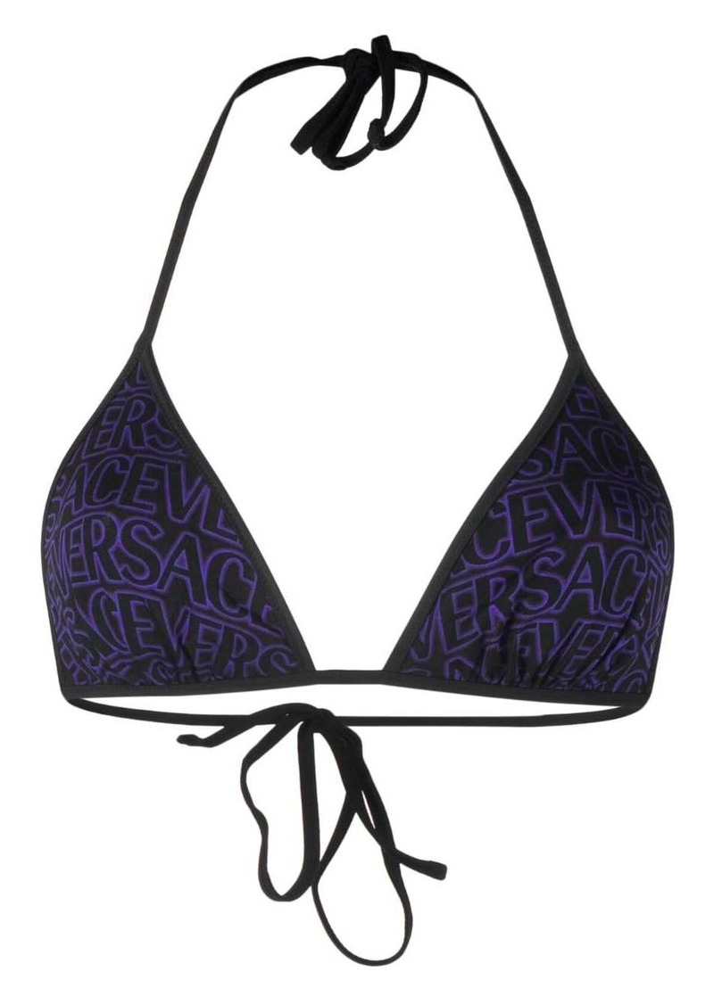 Versace logo-print reversible bikini top