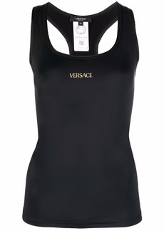 Versace logo-print square-neck performance tank top
