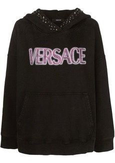 Versace logo-print studded hoodie