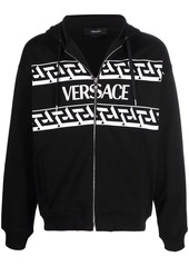 Versace logo-print zipped hoodie