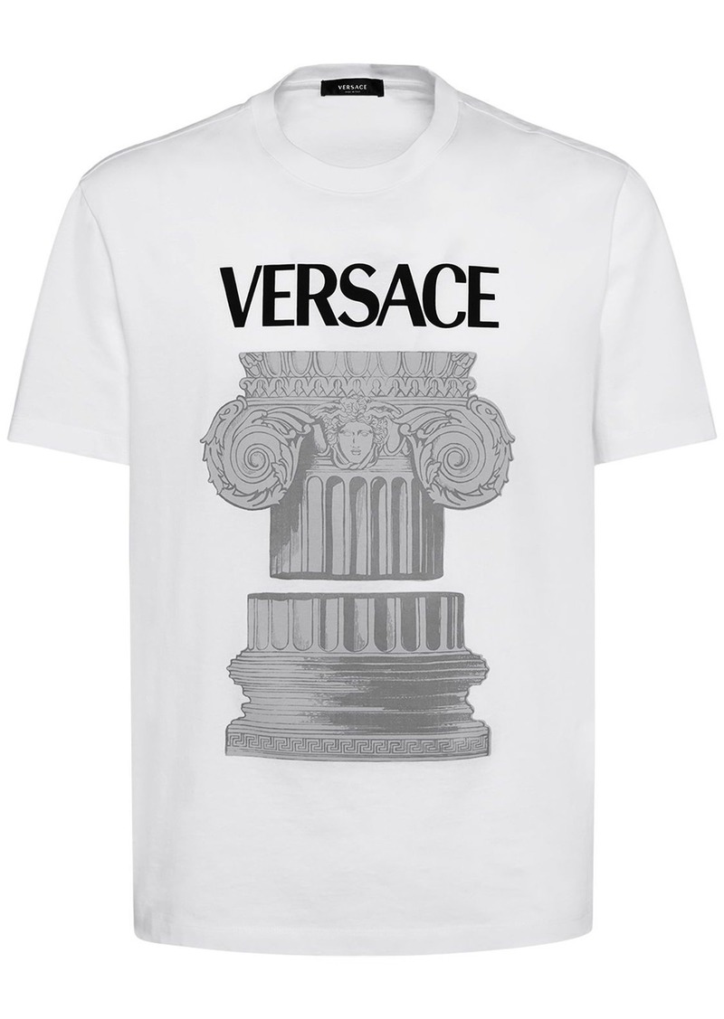 Versace Logo Printed Cotton Jersey T-shirt