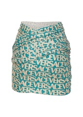 Versace Logo Printed Jersey Mini Wrap Skirt