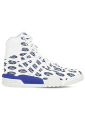 Versace Logo Printed Leather High Top Sneakers