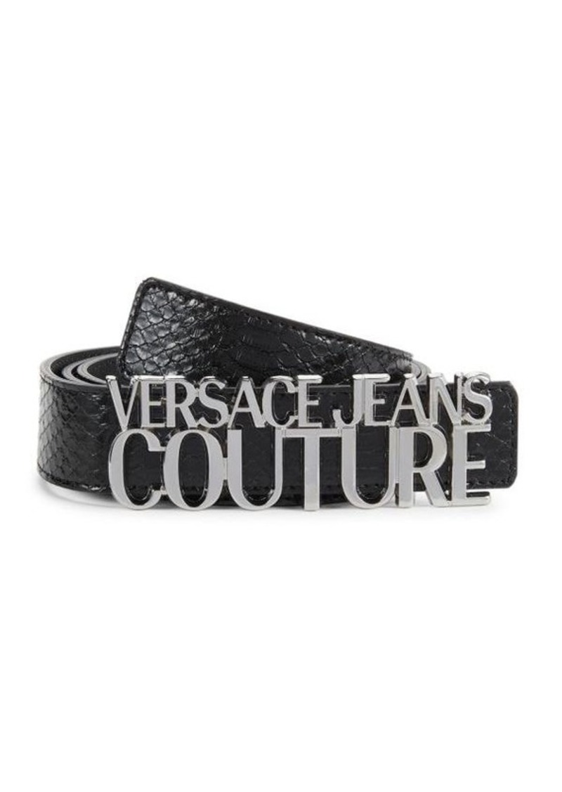 Versace Logo Snake-Embossed Leather Belt