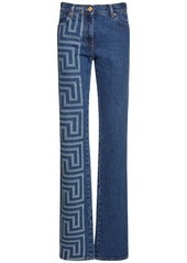 Versace Logo Stretch Cotton Denim Jeans