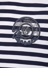 Versace Logo Striped Cotton T-shirt