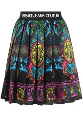 Versace logo-tape detail pleated skirt