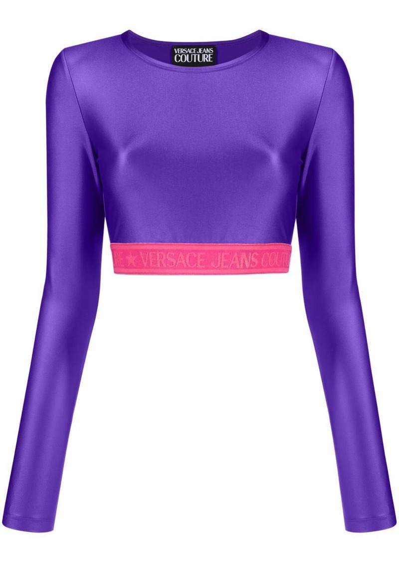 Versace logo-underband crop top