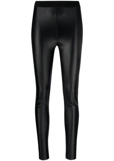 Versace logo-waistband coated leggings