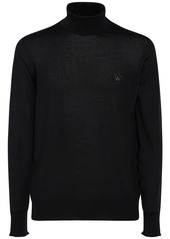 Versace Logo Wool Blend Knit Turtleneck Sweater
