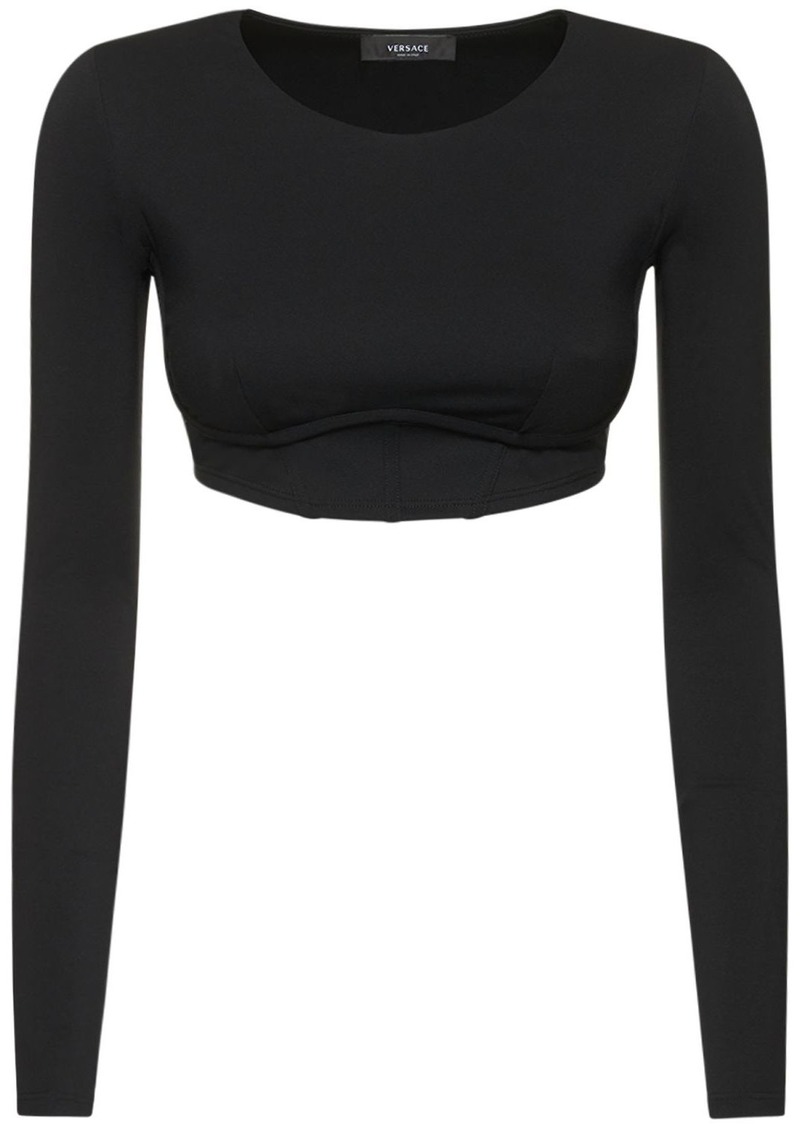 Versace Long Sleeve Tech Jersey Crop Top