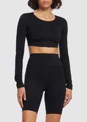 Versace Long Sleeve Tech Jersey Crop Top