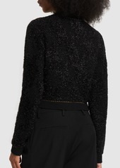 Versace Lurex Tweed Knit Collarless Cardigan