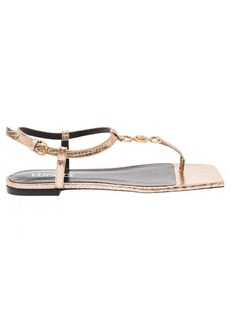 Versace 'Medusa '95' Gold-Colored Low Sandals with Logo Detail in Snake-Printed Leather Woman