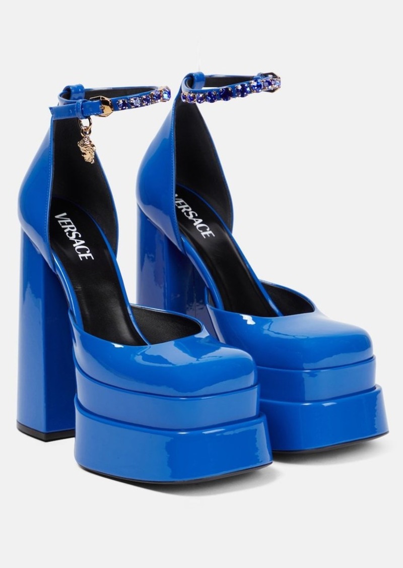 Versace Medusa Aevitas patent leather platform pumps