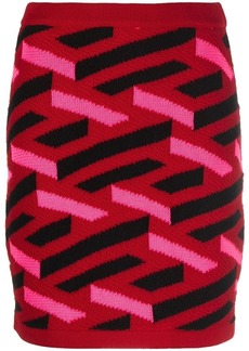 Versace geometric intarsia knitted skirt