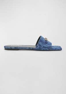 Versace Medusa Denim Flat Slide Sandals