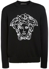 Versace Medusa Embroidered Wool Knit Sweater