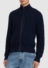 Versace Medusa Embroidered Wool Zip Sweater