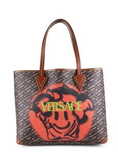 Versace Medusa Head Monogram Leather Trim Tote Bag