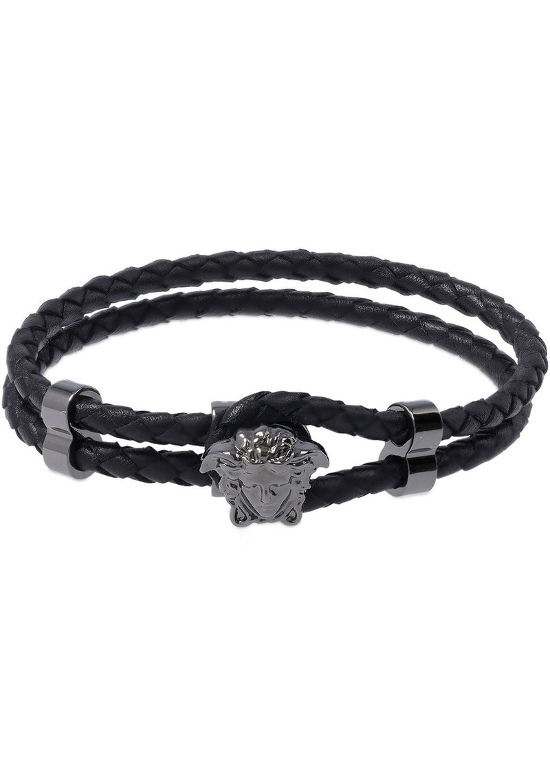 Versace Medusa Logo Double Wire Leather Bracelet